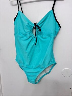 Cole of California Size 14 Retro Pinup Keyhole Turquoise One Piece Swimsuit